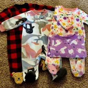 4 Carter’s Infant Baby Fleece Footed Sleep & Plays, 3 Months
